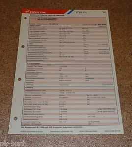 Inspektionsblatt Honda VT 600C Año 1998 - Imagen 1 de 1