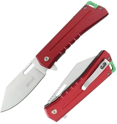 Cuchillo Plegable Asistido MTech 3.5′′ Satinado 3Cr13MoV Hoja de Acero Rojo Mango de Aluminio Foto 1 de 3
