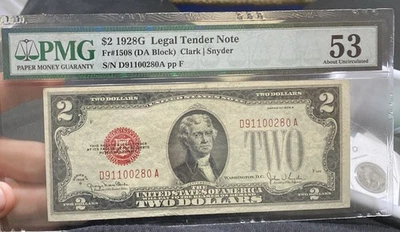 PMG 53 $2 1928 G Legal Tender Note About Uncirculated - Image 1 of 2