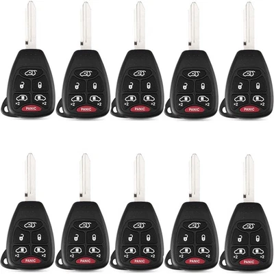 10Pcs For Dodge Chrysler Sebring Jeep 6 Buttons Remote Smart Key Case Shell Fob - Image 1 of 3