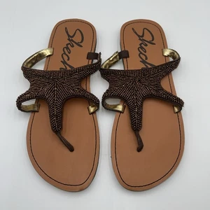 Sketchers NEW Beaded Bronze Starfish Flat Sandal Size 8 - Picture 1 of 4