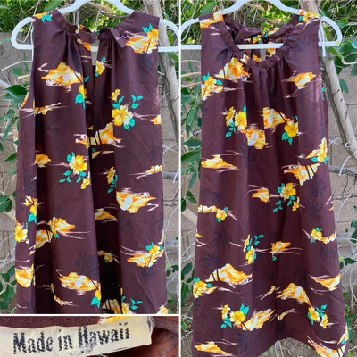 Vintage Made In Hawaii Sleeveless Dress Light Weight Fabric Tiki Aloha Hawaiian - Image 1 of 4