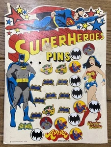 Vintage Super Heroes Store Display Pins Super Friends JLA 1976 Aviva DC Comics - Picture 1 of 13