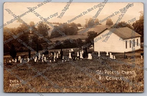 RPPC 1912 Kirche & Friedhof in der Nähe von Clifton Mills West Virginia Echtfoto Postkarte - Bild 1 von 14