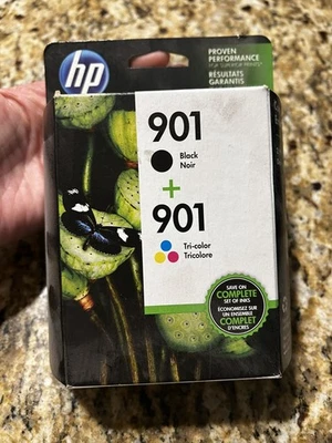 HP 901 Black and Tri-color Ink Cartridges - 2 Pack (CN069FN) New Unopened - Image 1 of 3