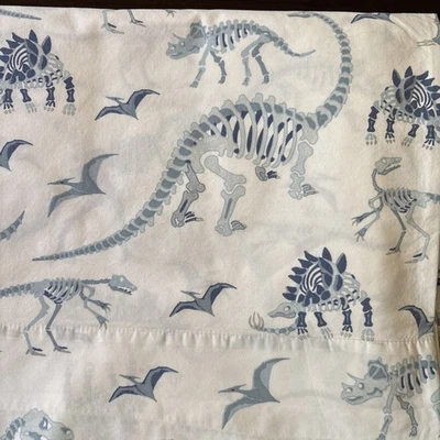 Juego de sábanas Pottery Barn Kids Twin Dino Bones planas, ajustadas y estuche 100 % algodón Foto 1 de 4
