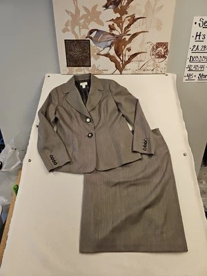 Talbots 2 Piezas Traje Mujer Talla 12 Chaqueta Falda Talla 8 Forrado Traje Conjunto Marrón  Foto 1 de 4