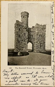 WORCESTER, MASS. C.1905 PC.(A3)~VIEW OF BANCROFT TOWER - Picture 1 of 2