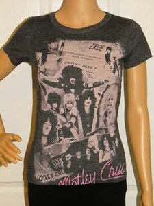 Women's Junior's Girl's Small Motley Crue Cap Sleeve Charcoal Gray Tee Shirt - Picture 1 of 12