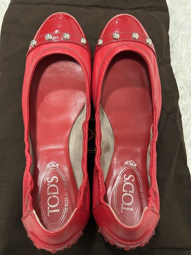 TOD’S Ballerine Tod's in pelle con borchie brevetto rosse taglia 38 5