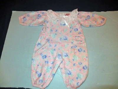 复古 80 年代 90 年代 Buster Brown 3 - 6 Mos 女宝宝泡泡连衫裤粉色花卉美国 — 第 1/4 张图片