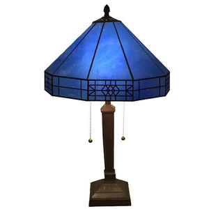 Tiffany Lamp Blue Geometric Greek Table Lamp with 2 Light - Picture 1 of 1