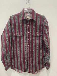 Vintage Express Rider Hemd Herren Größe L Aztec Navajo Pearl Snap Western Cowboy - Bild 1 von 12