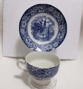 Tazza e piattino caffè LIBERTY BLUE OLD NORTH CHURCH Paul Revere's Ride INGHILTERRA - Foto 1 di 12