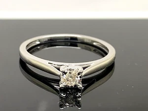 Women's Engagement Ring Diamond 0.10ct Solitaire 10k White Gold Jewelry Size 7 - Picture 1 of 14