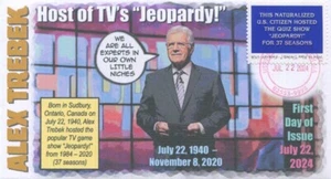 COVERSCAPE computer generated “Alex Trebek” Jeopardy! Forever 2024 U/O FDC - Picture 1 of 2