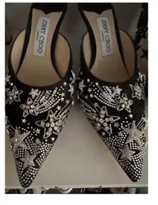 Jimmy Choo Mules size 4, black & silver sparkle star design, brand new - Picture 1 of 6