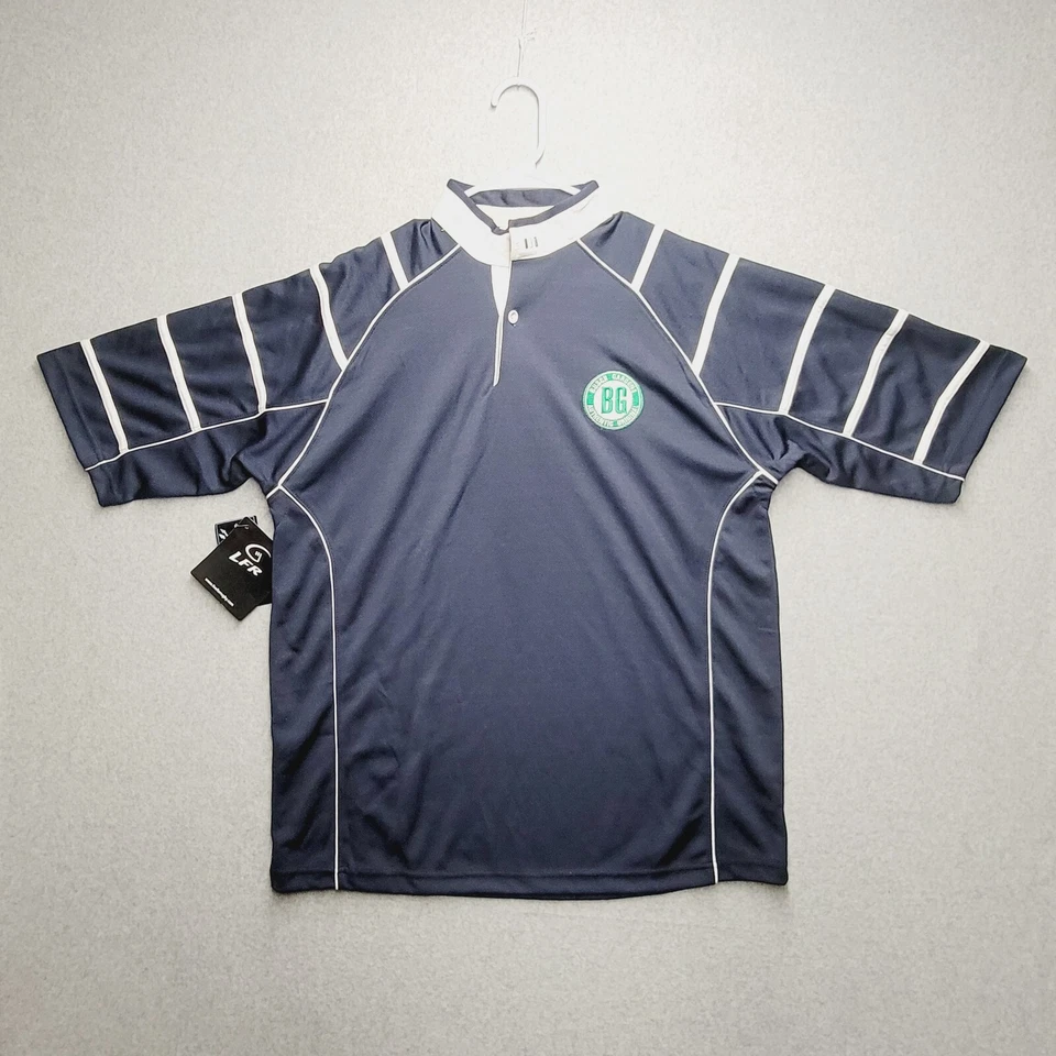 Busch Gardens Short Sleeve Polo T-Shirt Men's Sizes Blue White Stripes LFR Rugby - Image 1 of 4