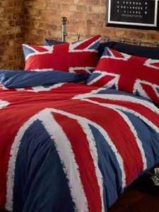UNION JACK DOUBLE DUVET COVER & PILLOWCASE SET UK GB ENGLAND BEDDING - Picture 1 of 4
