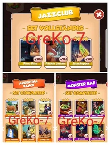 Coin Master Jazz/Argentina/Monster Bar.Any 1 Full Set Of Your Choice (3 Cards) - Picture 1 of 1