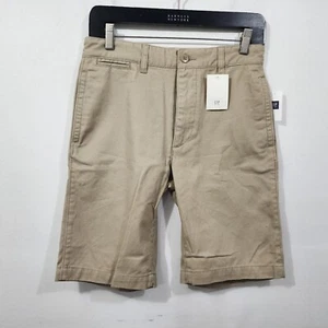 GAP Kids Flat Front Uniform Khaki Shorts Tan Gap Shield NWT Boys 16R Nanotex - Picture 1 of 16