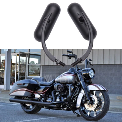 Espejos retrovisores laterales negros para motocicleta Harley Davidson Road King Custom Dyna Foto 1 de 4