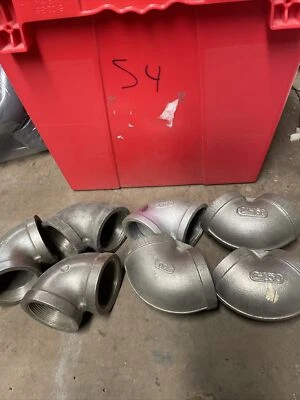 (7) 2" 150 Female NPT 90° Elbow Galvanized Malleable Iron Pipe Fitting - Image 1 of 4