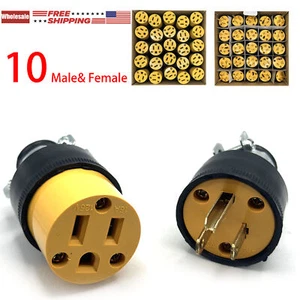 10 Pair Extension Cord Ends Male and Female 1 Set, 15 Amp 125 Volt Heavy Duty - Imagen 1 de 7