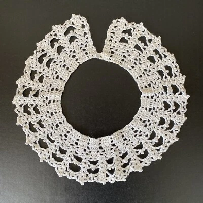 Cuello de ganchillo crema vintage para mujer botón de perlas y cuentas Preppy Grandmacore Foto 1 de 4