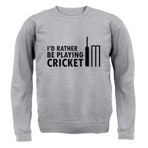I'd Rather Be Playing Cricket - Kids Hoodie / Sweater - Player Playing Love - Picture 1 of 20