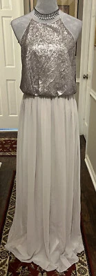 Nuevo con etiquetas Vestido de Noche Donna Morgan, Marfil y Dorado, Lentejuelas, Largo, Sin Mangas - Talla 8 Foto 1 de 4