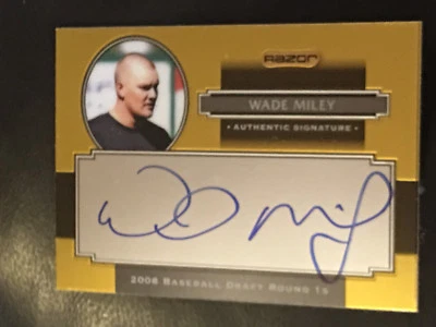 WADE MILEY 2008 Razor Signature Series Metal Autograph Gold SSP BREWERS ASTROS - Image 1 of 2