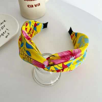 Diadema de aleación geométrica para mujeres niñas satén tiedye nudo grande informal moda Foto 1 de 4