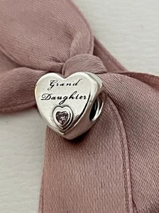 Genuine Pandora S925 ALE Silver Granddaughter Heart Charm - Picture 1 of 5