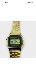 Casio A159WGE Vintage Gold Tone Watch 1989 Digital Alarm Chronograph Japan Made - Picture 1 of 6