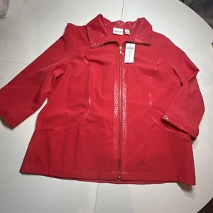 318. Chicos Zenergy Neema Embossed Trim Jacket Full Zip Hot Pink Sz 2 (US L) NWT - Bild 1 von 12