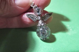 Collar con cuentas de ángel negro/gris llavero aproximadamente 1 3/4" de largo - Imagen 1 de 5