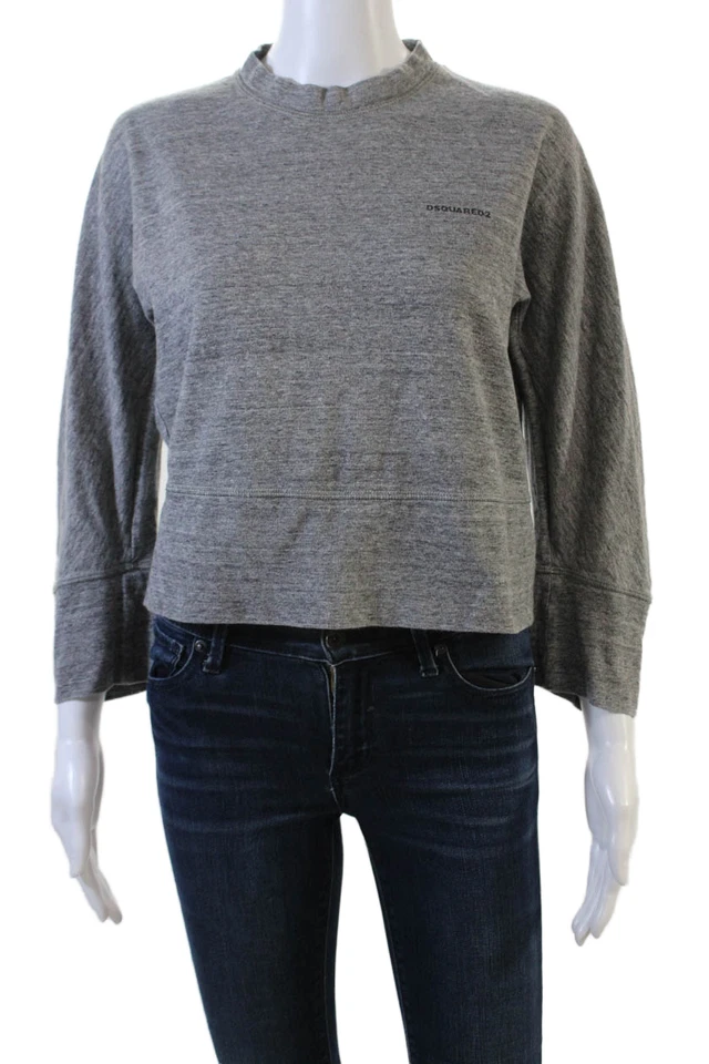 Camiseta Pullover Gris Manga Larga Cuello Redondo Algodón Mujer Dsquared2 Talla XS Foto 1 de 4