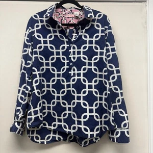 Damen Tizzie blau & rosa geometrisches Button Down Shirt L - Bild 1 von 11
