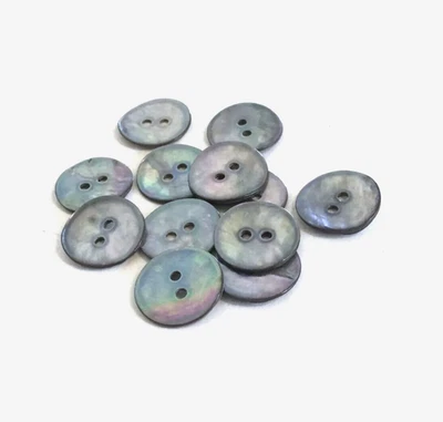 12 Buttons Gray Iridescent Natural Real Shell 2-Hole Sew Sewing 17 mm SH16 - Image 1 of 4