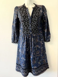 Monsoon Blue Mix Paisley Jersey Knee Length Dress Size 10 - Picture 1 of 12