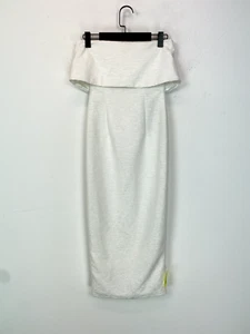 AQ/AQ Ripple Midi Bodycon Dress Strapless White Size 4 New with Tags - Picture 1 of 9