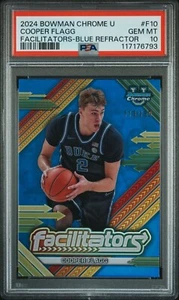 2024 Bowman Chrome U Facilitators #F10 Cooper Flagg Blue Refractor /150 PSA 10 - Picture 1 of 2