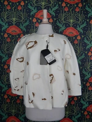 Chaqueta Blazer Massimo Dutti Blanco Marrón Algodón Botón Único Nueva con Etiquetas 38 Foto 1 de 4