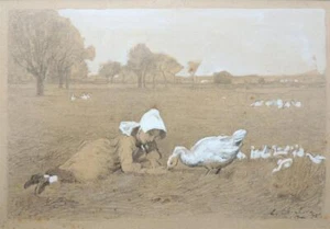 1875 Original FIRMADO Lápiz y Gouache Dibujo Luigi Chialiva ARTE Suizo Italiano - Imagen 1 de 9