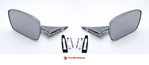Outside Door Mirrors w/ Ribbed Base For 1970-72 Chevelle, El Camino,Monte Carlo - Picture 1 of 6