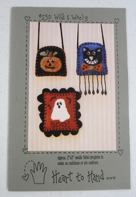 Heart to Hand Wild & Wooly Needle Felting Pattern Halloween Necklace Pin Cushion - Image 1 of 4