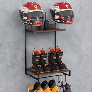 Motorcycle Helmet Holder Wall Mount Helmet Stand Display Storage Riding Boots Ne - Foto 1 di 11