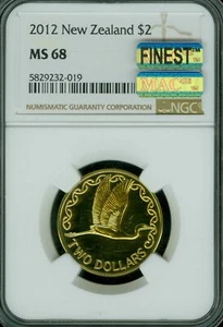 2012 NEW ZEALAND SMALL $1 NGC MS-68 MAC FINEST GRADE SPOTLESS 2,000 MINTED * - Picture 1 of 2