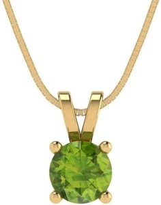 0.50 Ctw Natural Peridot 14K Solid Yellow Gold Solitaire Pendant Without Chain - Picture 1 of 4